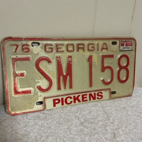 Vintage 1976 Georgia License Plate Gold/Red Peach State Collector - Picture 1 of 3